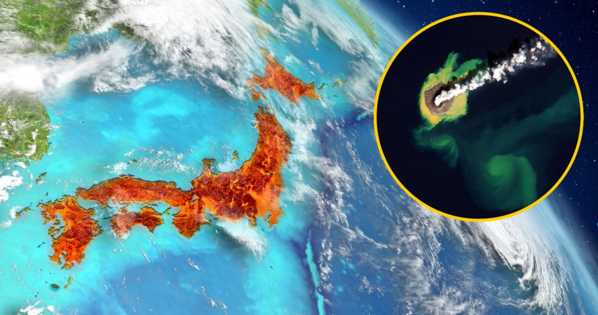 Satelity uchwyciły niezwykłe piękno japońskiej wyspy, która stale zwiększa swoją powierzchnię /Twitter: SciTechDaily credit: Contains modified Copernicus Sentinel data (2021), processed by ESA, CC BY-SA 3.0 IGO /123RF/PICSEL