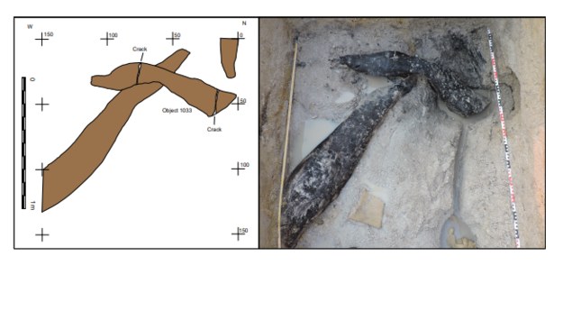 Schemat drewnianej struktury odkrytej na stanowisku archeologicznym Kalambo Falls w Zambii /Prof. Larry Barham, University of Liverpool /Materiały prasowe