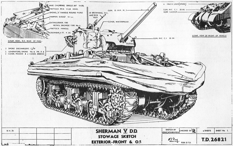 Schemat montażu kaptura na czolgu Sherman /Wikimedia Commons /INTERIA.PL/materiały prasowe