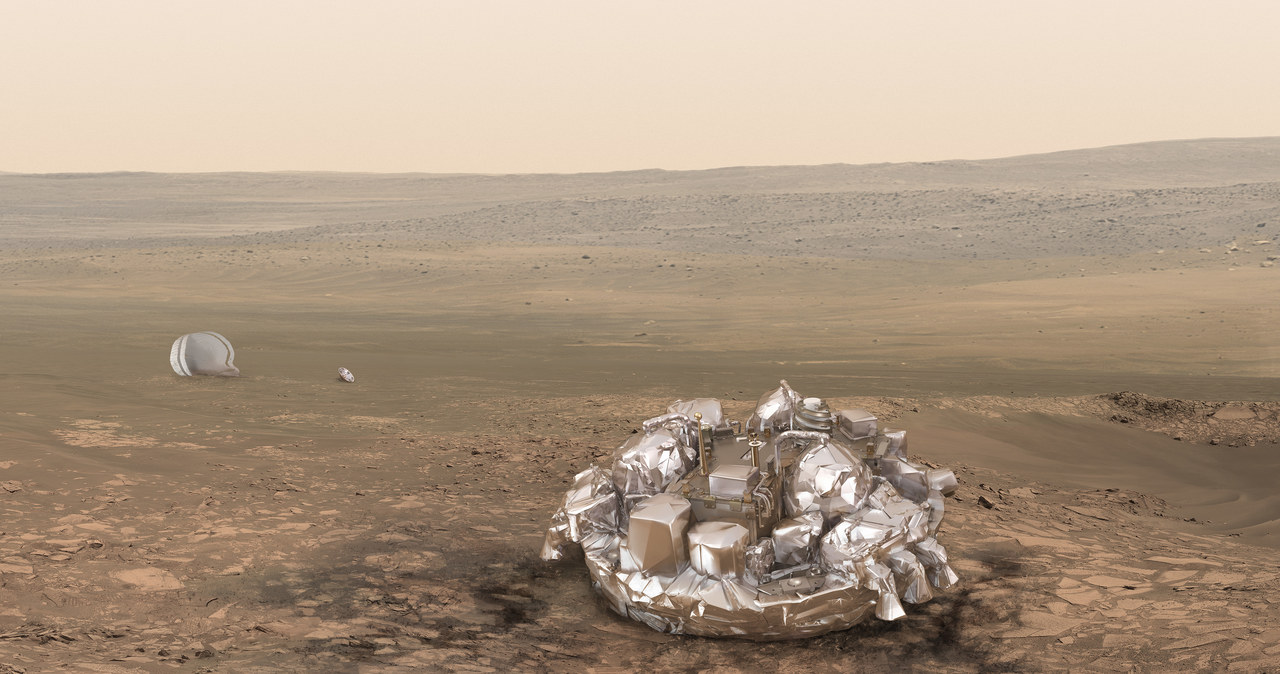 Schiaparelli na Marsie - wizualizacja /materiały prasowe