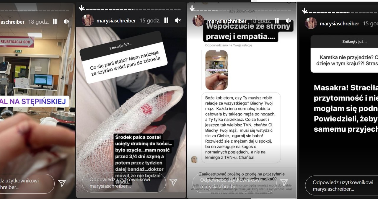 Schreiber relacjonowała swoją drogę do i ze szpitala na Instagramie /https://www.instagram.com/marysiaschreiber// /Instagram