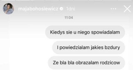 Screen rozmowy dotyczący spowiedzi u księga. Przesada? /@majabohosiewicz /Instagram