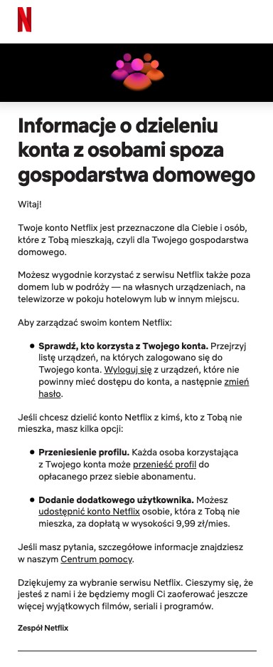 Screen wiadomości udostępniony przez Netflix /Zrzut ekranu