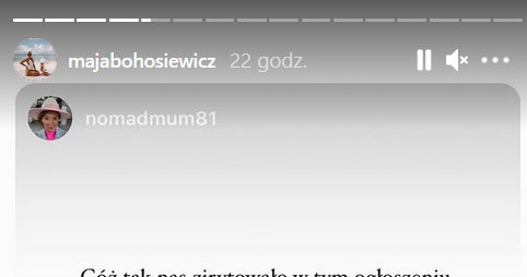 Screen z Instastories Mai Bohosiewicz /materiały prasowe