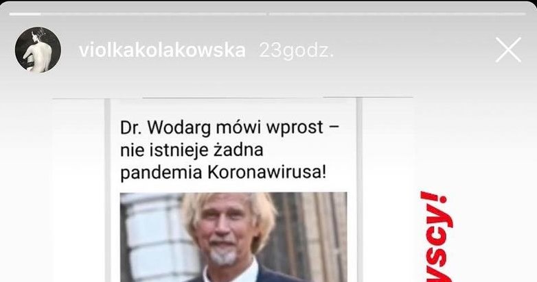 Screen z InstaStories Violi Kołakowskiej /brak /materiał zewnętrzny