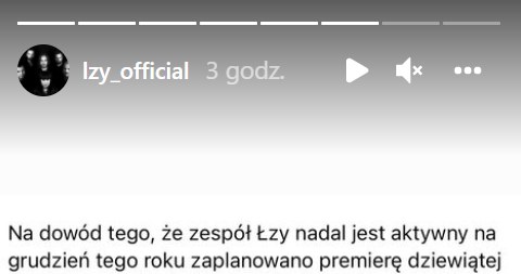 Screen z Instastories zespołu Łzy  www.instagram.com/lzy_official/ /Instastories: Zespół Łzy: www.instagram.com/lzy_official/ /Instagram