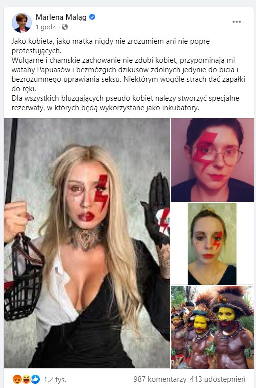 Screen z konta Marleny Maląg /Facebook /