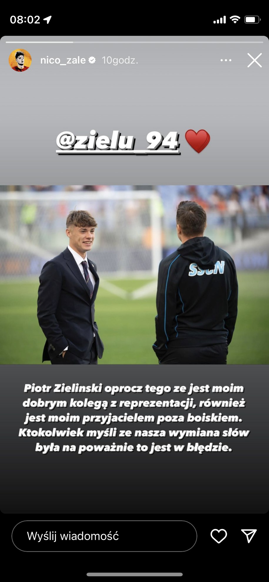 Screen z profilu Nicoli Zalewskiego na Instagramie /