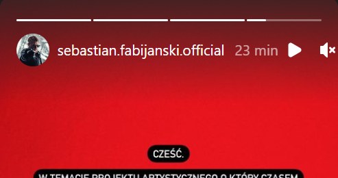 Sebastian Fabijański: instagram.com/sebastian.fabijanski.official/ /Screen z InstaStory  /Instagram