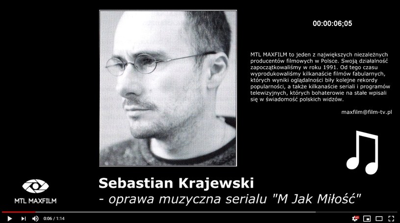 Sebastian Krajewski został kompozytorem (Screen:youtube.com) /materiał zewnętrzny