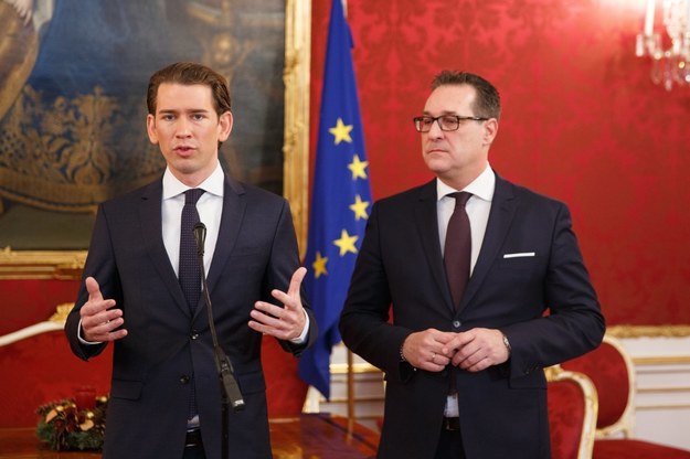 Sebastian Kurz i Heinz-Christian Strache /FLORIAN WIESER /PAP/EPA