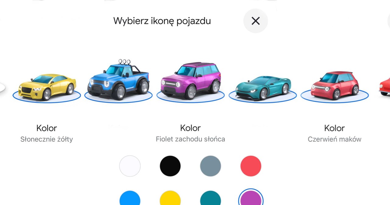 Sedan, pick-up, SUV, auto sportowe i miejskie - nowe ikony pojazdu w Google Maps /INTERIA.PL