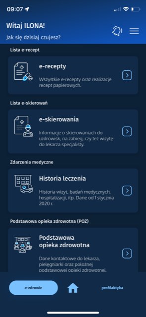 Sekcja "e-zdrowie" /Zrzut ekranu/MojeIKP /INTERIA.PL