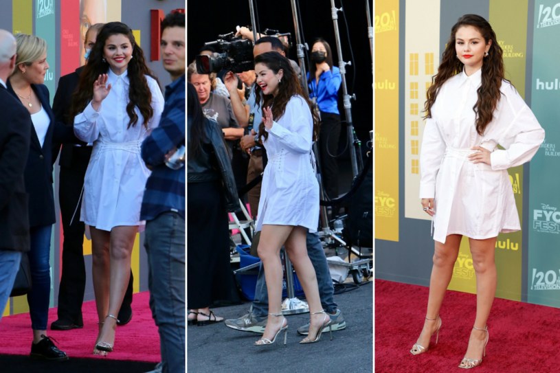 Selena Gomez w modnej, białej sukience pojawiła się na premierze serialu /Backgrid/MICHAEL TRAN/AFP/East News /East News