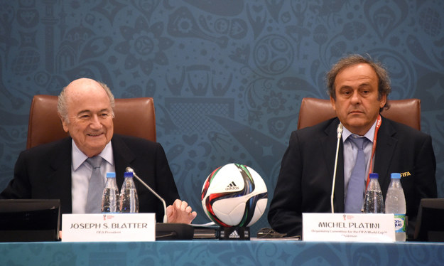 Sepp Blatter i Michel Platini /MARCUS BRANDT /PAP/EPA