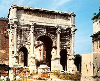 Septymiusz Sewer, łuk Septymiusza Sewera na Forum Romanum, zbudowany 203, w 10. Rocznicę objęcia /Encyklopedia Internautica