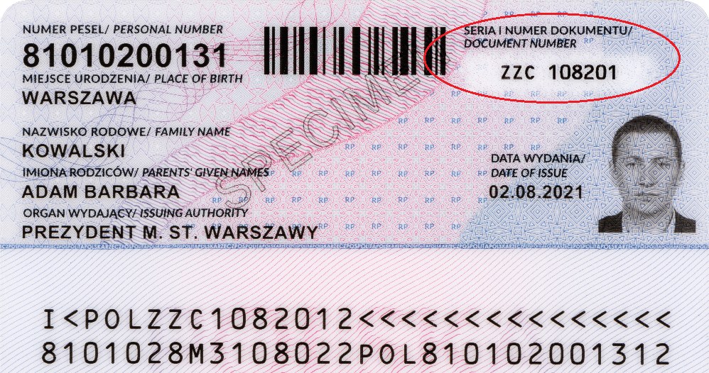 Seria i numer dowodu osobistego od 2015 roku znajdują się w prawym górnym rogu na rewersie dokumentu. /gov.pl /materiały prasowe