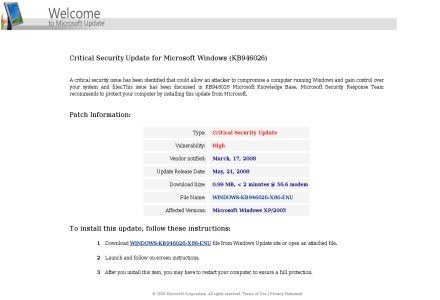 Sfałszowane powiadomienie o aktualizacji. Microsoft nie wysyła e-maili z linkami do aktualizacji. /HeiseOnline