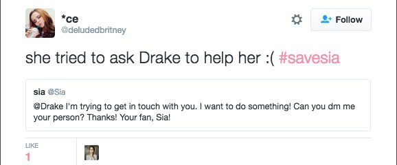 "Sia prosi Drake'a, aby pomógł ją uwolnić" /