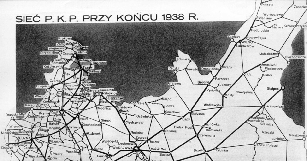 Sieć kolejowa II Rzeczpospolitej w 1938 r., po 20. latach niepodległości /Archiwum Tomasza Basarabowicza