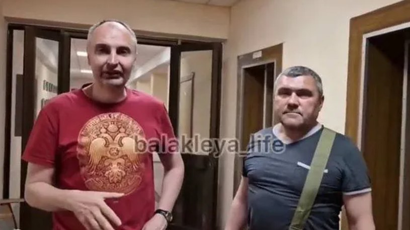 Siergiej Moisejew i Siergiej Agarkow w urzędzie miasta Bałaklija /Telegram /materiał zewnętrzny