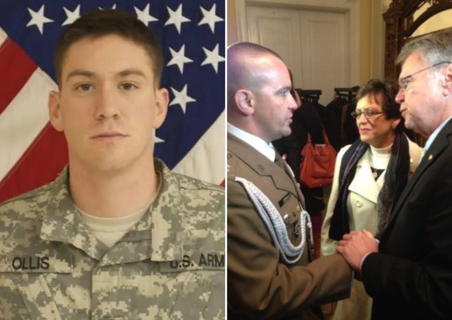 ​Sierżant Michael Ollis, Karol Cierpica z rodzicami amerykańskiego żołnierza, fot. Paweł Żuchowski/X /