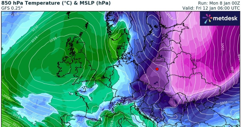 Silne mrozy utrzymają się przez większą część tygodnia. Przez kilka nocy temperatura może spaść poniżej -20 st. C /wxcharts /