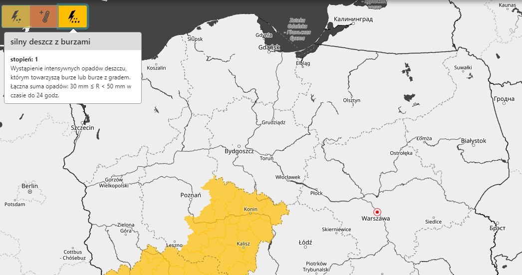 Silny deszcz i burze wieczorem nawiedzą południowo- zachodnią część kraju /IMGW /