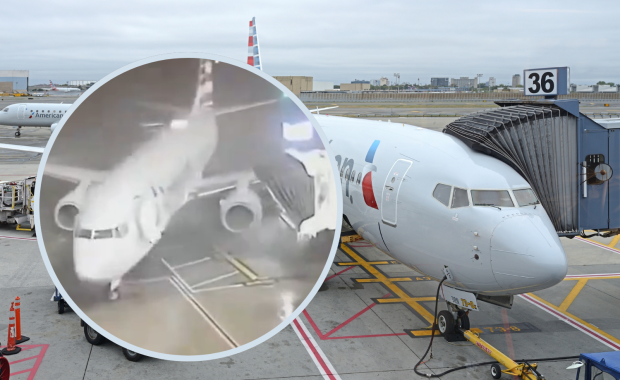 Silny wiatr przesunął samolot. Zobacz niesamowite nagranie