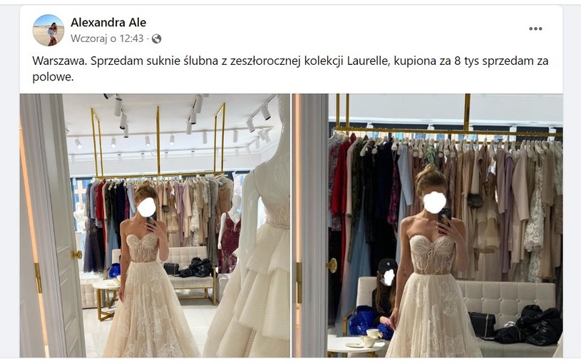 Siostra Opozdy sprzedaje jej suknie /Facebook