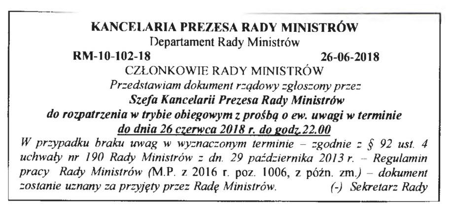 Skan pisma Michała Dworczyka /RMF FM