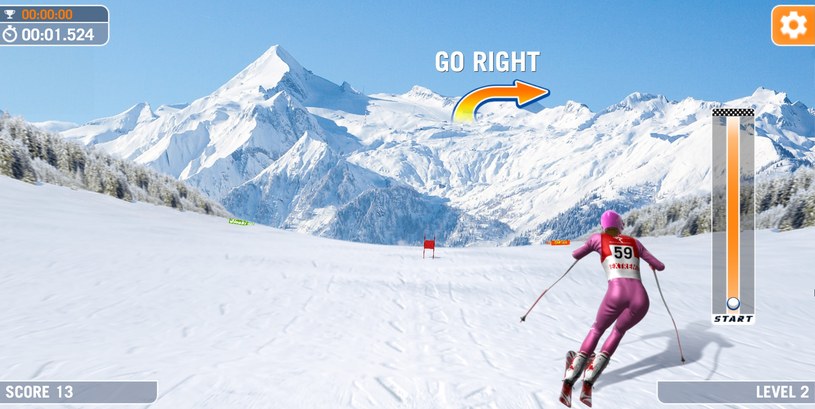 Skręt w prawo gry online za darmo Slalom Ski Simulator /Click.pl