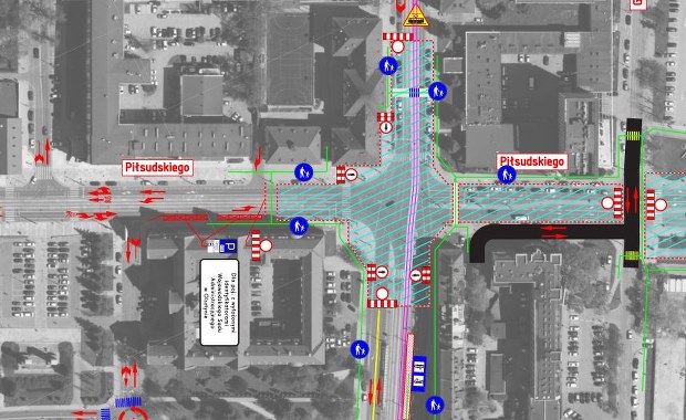 Skrzyżowanie w centrum Olsztyna do zamknięcia. W związku z budową nowej linii tramwajowej