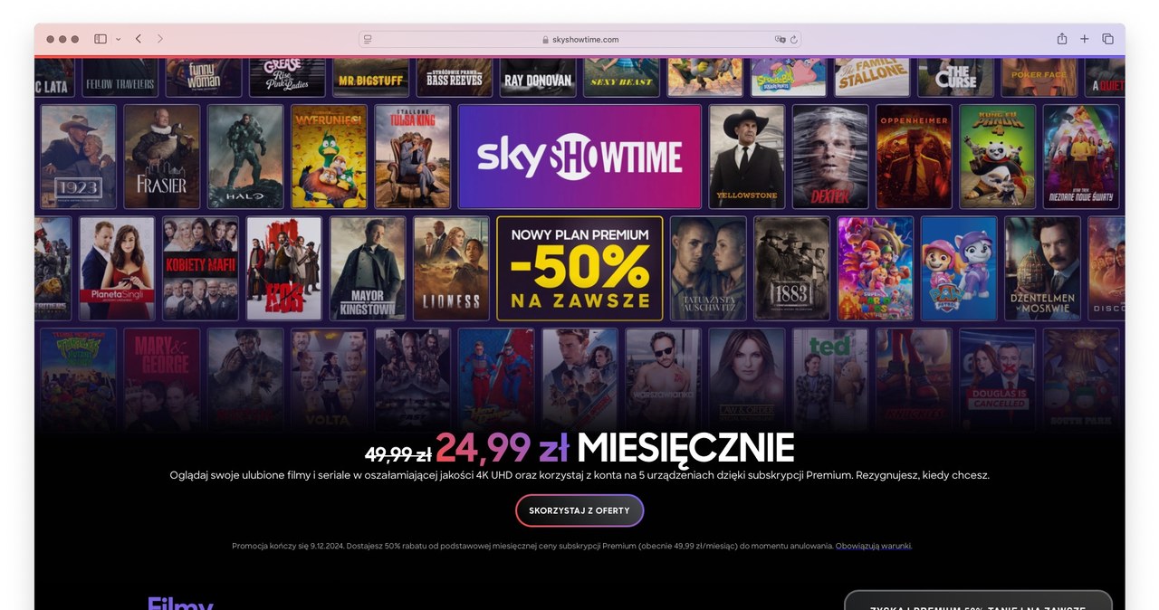 SkyShowtime Premium w ofercie na start za pół ceny. /SkyShowtime /materiały prasowe