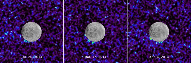Ślady gejzerów zaobserwowano trzykrotnie /NASA/ESA/W. Sparks (STScI)/USGS Astrogeology Science Center /materiały prasowe