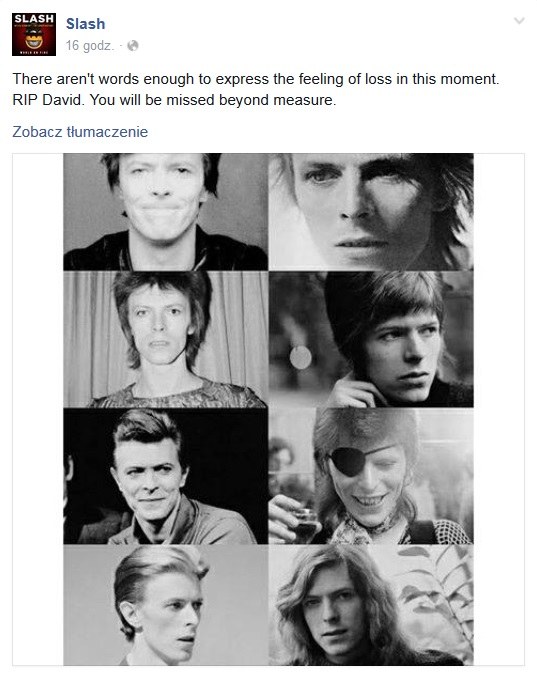 Slash wspomniał Davida Bowiego na Facebooku /&nbsp /