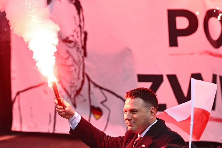 Sławomir Mentzen na Marszu Niepodległości /Radek Pietruszka /PAP