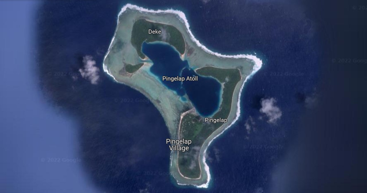 Ślepota barw jest często spotykaną wadą genetyczną na atolu Pingelap /Google Maps /Zrzut ekranu /domena publiczna