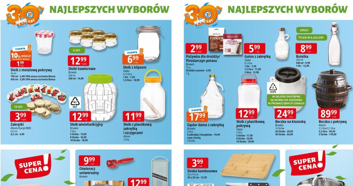 Słoiki, lejki i beczki w znanej sieci! Zaskakujące ceny na akcesoria do przetworów /E.Leclerc