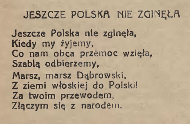 Słowa "Mazurka Dabrowskiego" w okólniku z 1927 roku /INTERIA.PL