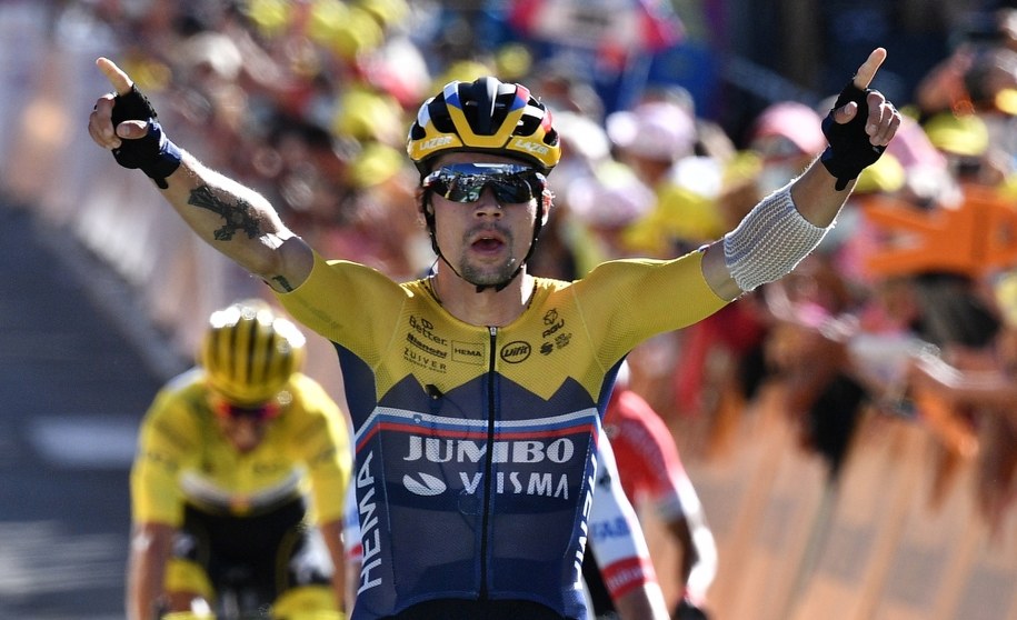 Słoweniec Primoz Roglic z ekipy Jumbo-Visma wygrał w Orcieres-Merlette w Alpach czwarty etap wyścigu kolarskiego Tour de France /Anne-Christine Poujoulat / Pool /PAP