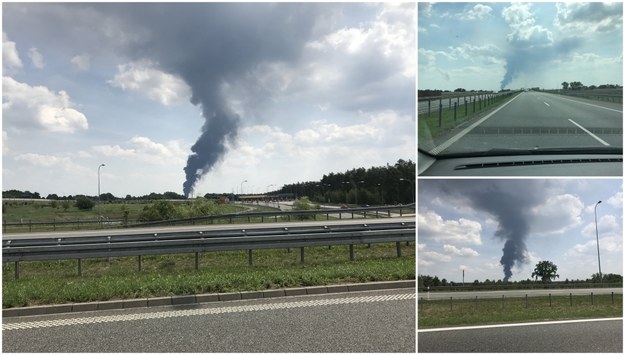Słup czarnego dymu znad płonącego składowiska widać z autostrady A1 /Krzysztof Zasada /RMF FM
