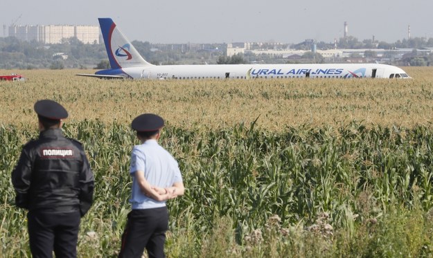 Służby na miejscu awaryjnego lądowania /Sergei Ilnitsky /PAP/EPA