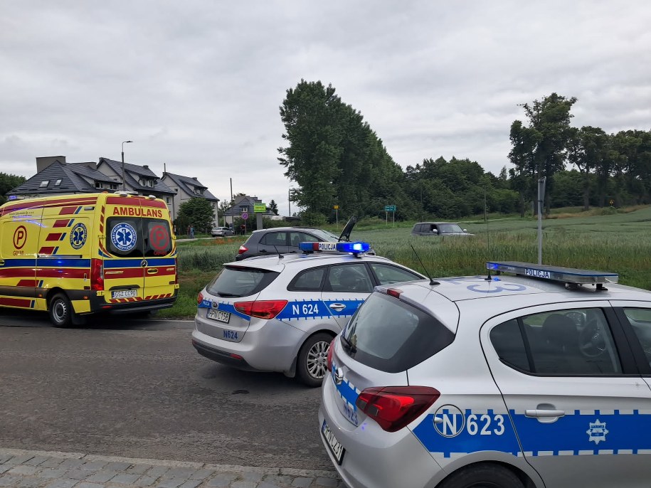 Służby na miejscu wypadku w Górkach /Policja w Sztumie /