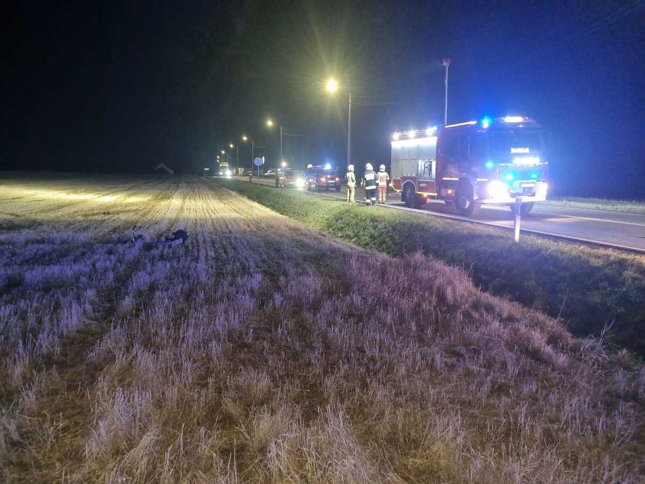 Służby na miejscu wypadku /KPP Ostrzeszów /