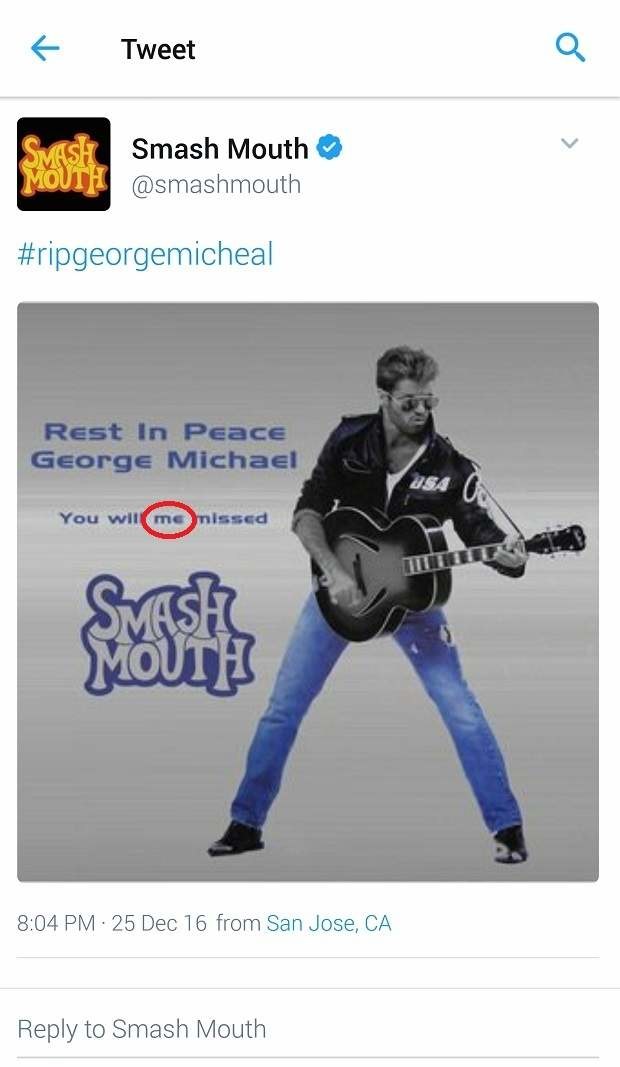 Smash Mouth na Twitterze o Georgu Michaelu /