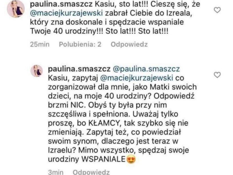 Smaszcz atakuje Cichopek i Kurzajewskiego na Instagramie /@paulina.smaszcz /Instagram