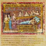 Śmierć Dydony, Miniator późnoantyczny z tak zwanego Wergiliusza watykańskiego, IV-V w. /Encyklopedia Internautica