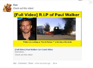 Śmierć Paula Walkera wykorzystana przez oszustów na Facebooku 