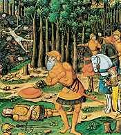 Śmierć Rolanda wg Speculum Historiae Vincentego z Beauvais, XII w. /Encyklopedia Internautica